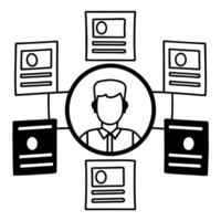 Politician avatar with policy holograms concept as Close up of a politicians holographic avatar surrounded by floating policy icons Camera pans across the avatar revealing various Square Square vector