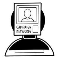 Politician speech bubble word cloud concept as of a politicians silhouette with a speech bubble filled with campaign keywords Camera slowly zooms into the speech bubble rev Square Square vector