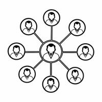 Politician with donor network constellation concept as Medium shot of a holographic politician connected to a constellation of donor avatars Camera moves through the network revea Square Square vector