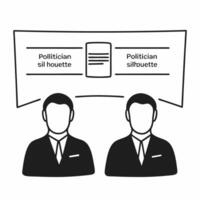 Politician vs opponent battle infographic concept as of two politician silhouettes facing off with comparative statistics between them Camera pans across the infographic hi Square Square vector