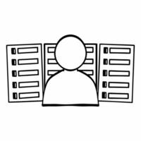 Poll worker silhouette with data stream concept as of a poll worker silhouette with a stream of data flowing through them Camera pans across the silhouette revealing variou Square Square vector