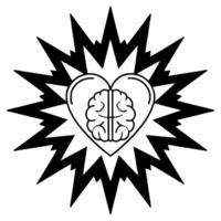 Pulsing holographic white heart brain connection concept as Medium shot of a holographic white heart and brain connected by pulsing energy Camera moves along the connection highli Square Square vector