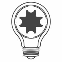 Puzzle Piece and Lightbulb Icon concept as A illustration of a puzzle piece connected to a lightbulb representing problem solving and innovation in ESG business Isolated on Square Square vector
