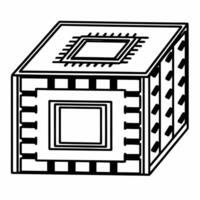Quantum superposition policy simulator concept as Close up of a quantum computer simulating multiple policy outcomes simultaneously Camera circles the quantum processor revealing Square Square vector