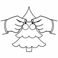 Santa Decorating a Tree concept as Capture Santa decorating a Christmas tree with glossy ornaments A zoom into his hands as he places the ornaments adds detail while providing a c Square Square vector