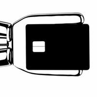 Robotic Hand Holding Credit Card concept as A close up of a robotic hand gripping a sleek credit card with a holographic chip The camera zooms in to capture the metallic textures Square Square vector