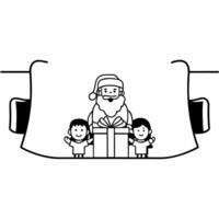 Santa Giving a Gift concept as Show Santa in a glossy scene handing out a gift The camera captures the moment of joy with children in the background while ensuring theres empty sp Square Square vector