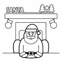 Santas Cozy Christmas Corner concept as Feature Santa sitting in a cozy corner by the fireplace with glossy decorations around him The camera tilts up slightly to capture the ambi Square Square vector