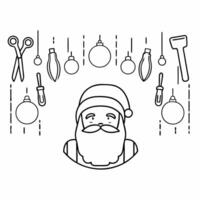 Santas Workshop with Tools concept as Feature Santa in his workshop surrounded by tools and toys with the glossy surfaces reflecting soft lights A slow zoom into the activity allo Square Square vector