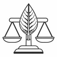 Scale and Leaf Icon concept as A graphic of a scale with a leaf on one side symbolizing balancing environmental concerns in ESG negotiations Isolated on a white background Square Square vector
