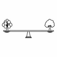 Scale Balancing Economy and Ecology Icons concept as A illustration of a scale balancing economy dollar sign and ecology tree icons representing the balance in ESG negot Square Square vector