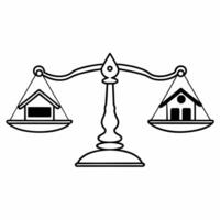 Scales balancing a piggy bank and a house concept as of a balance scale with a piggy bank on one side and a house on the other isolated on white The scale is intricately de Square Square vector