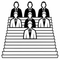 Silhouettes of leaders ascending steps against a bokeh background concept as An abstract image showing silhouettes of business leaders ascending steps or stairs set against a soft Square Square vector