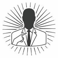 Silhouette of a leader pointing forward on a bokeh background concept as An abstract image of a leaders silhouette pointing forward set against a soft bokeh background This symbol Square Square vector