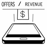 Smartphone with glowing price tag concept as A smartphone on a reflective white surface displaying a holographic price tag and a dollar sign floating near it representing revenue a Square Square vector