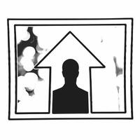 Silhouette of a businessman looking at a rising arrow graph on a bokeh background concept as An abstract image of a businessmans silhouette observing an upward trending arrow graph Square Square vector