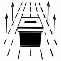 Soaring ballot box with antigravity votes concept as Wide shot of a ballot box soaring upwards with votes defying gravity to enter it from all directions Camera follows the boxs a Square Square vector