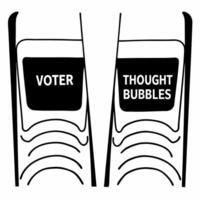 Soaring campaign slogan with voter thought bubbles concept as Close up of a campaign slogan soaring upwards leaving a trail of voter thought bubbles in its wake Camera tracks the Square Square vector