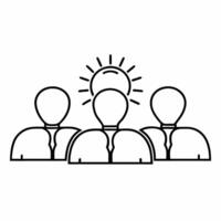 Soft Abstract Brainstorming Session concept as Silhouettes of businesspeople brainstorming with lightbulb icons and bokeh effects The camera moves around the group to capture diff Square Square vector