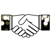 Soft Abstract Handshake with Bokeh Background concept as A soft focus image of two hands shaking overlaid with warm bokeh lights The camera pans slowly to emphasize trust and agre Square Square vector