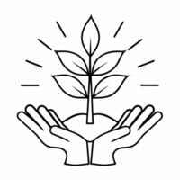 Soft Abstract Tree Growing from Hands concept as An abstract image of a tree sprouting from cupped hands with bokeh lights in the background The camera angle tilts upward symboliz Square Square vector