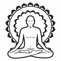 Soft focus white meditation figure concept as Medium shot of a person in white meditation pose edges softly blurred Camera slowly rotates around the figure emphasizing stillness Square Square vector