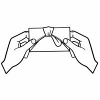 Surprise gift revelation concept as Close up shot of hands unwrapping a gift camera slowly pans out to reveal the recipients face transitioning from curiosity to pure joy The back Square Square vector