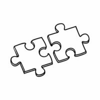 Two interlocked puzzle pieces floating isolated on white background concept as A image of two puzzle pieces interlocked and hovering in mid air symbolizing business compromi Square Square vector