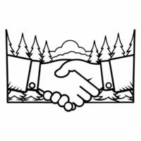 Unexpected agreement in nature preserve concept as Wide shot of corporate leaders and environmental activists reaching an unexpected agreement in a nature preserve Camera zooms in Square Square vector