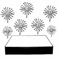 White dandelion seed podium concept as Medium shot of a podium covered in minimalist white dandelion seed outlines Camera follows a few seeds as they float across the podium Symb Square Square vector