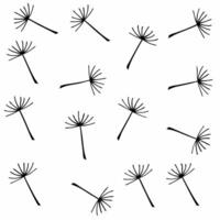 White dandelion seed tiles concept as Seamless pattern of minimalist white dandelion seed outlines Camera follows a few seeds as they float across the tiles Symbolizes letting go Square Square vector