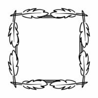 White feather outline frame concept as Medium shot of a frame made of minimalist white feather outlines Camera slowly pans along the feathers emphasizing delicacy and lightness R Square Square vector