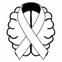 White mental health awareness ribbon concept as Illustration of a white ribbon forming a brain shape representing mental health awareness Camera slowly rotates around the ribbon r Square Square vector