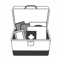 White mental health first aid kit concept as Illustration of a white first aid kit filled with mental health tools and resources Camera opens the kit revealing its contents Isola Square Square vector