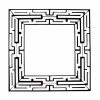 White labyrinth outline frame concept as Wide shot of a frame made of simple white labyrinth outlines Camera slowly moves through the labyrinths suggesting a journey Represents t Square Square vector