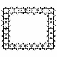 White puzzle piece frame concept as Wide shot of a frame made of white puzzle pieces fitting together Camera follows the connections between pieces suggesting unity Represents me Square Square vector