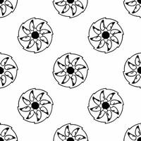White mindfulness mandala tiles concept as Seamless pattern of simple white mandala outlines Camera slowly rotates around the mandalas suggesting meditation Symbolizes mindfulnes Square Square vector