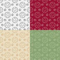 set of seamless patterns with Black and white classic soccer ball and whistle. Ornament for decoration and printing on fabric. Design element. image vector