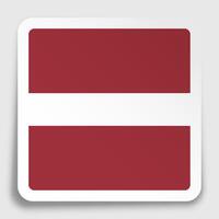 Latvia flag icon on paper square sticker with shadow. Button for mobile application or web. image vector
