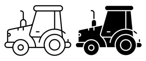 Linear icon. Agricultural tractor. Transport and equipment for transporting agricultural products on field. Simple black and white image isolated on white background vector