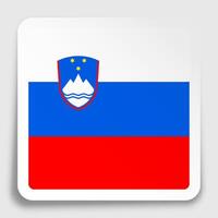 Slovenia flag icon on paper square sticker with shadow. Button for mobile application or web. image vector