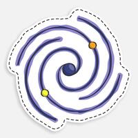 cartoon icon of doodle spiral galaxy. Exploration of space and star clusters. Black hole in center of Milky Way galaxy. image isolated on white background vector