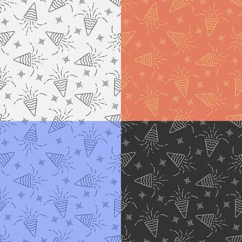 conjunto de sin costura patrones con fuegos artificiales chispas dispersión su petardos nuevo año festivo pirotécnica. ornamento para decoración y impresión en tela. diseño elemento. imagen vector