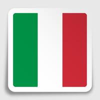 Italian Republic flag icon on paper square sticker with shadow. Button for mobile application or web. image vector