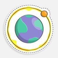 cartoon icon of doodle Moon rotates in orbit around planet Earth. Satellite of planet. Astronomy and astrology. Space exploration. image isolated on white background vector