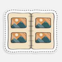 cartoon icon of doodle Album with home seed photographs. Collection of memorable photographs in album. image isolated on white background vector