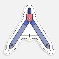cartoon icon of doodle drawing compass, divider for sketching. Engineer and designer tool. isolated on white background vector