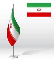 REPUBLIC OF IRAN flag on flagpole for registration of solemn event, meeting foreign guests. National independence day of IRAN. Realistic 3D on white vector