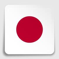 Japan flag icon on paper square sticker with shadow. Button for mobile application or web. image vector
