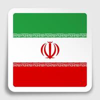 IRAN flag icon on paper square sticker with shadow. Button for mobile application or web. image vector
